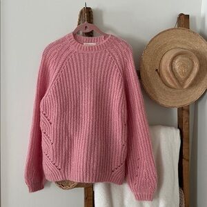 Sézane Dwee Wool Mohair Blend Mockneck Sweater Pink XL